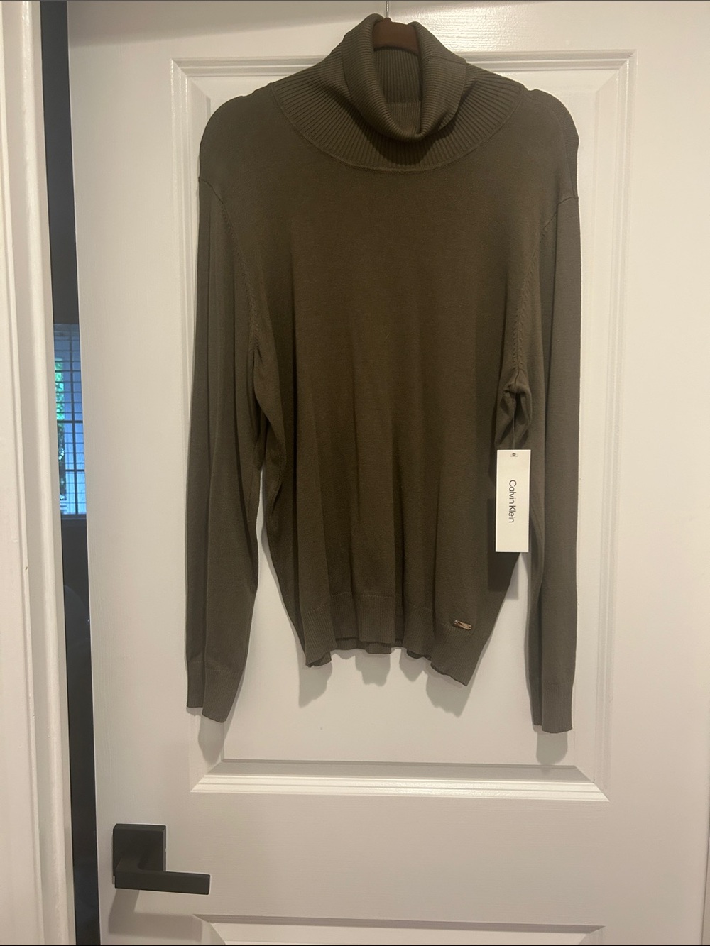 Calvin Klein Olive Green Women's Turtleneck Sweater